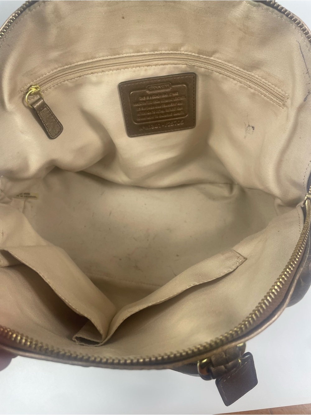 Coach Peyton Metallic Op Art Embossed Satchel - Picture 10 of 13